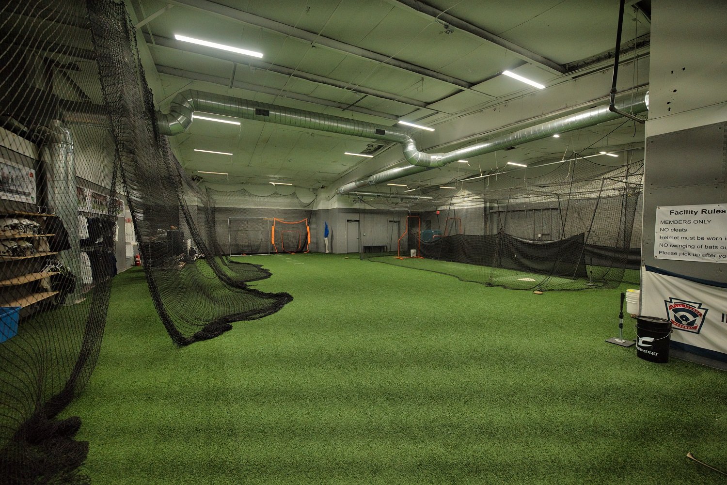 indoor batting cages and pitching lanes